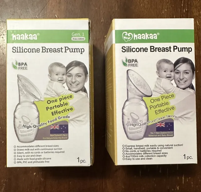 Haakaa Silicone Breast Pump, 4 oz BPA Free (set of 2)