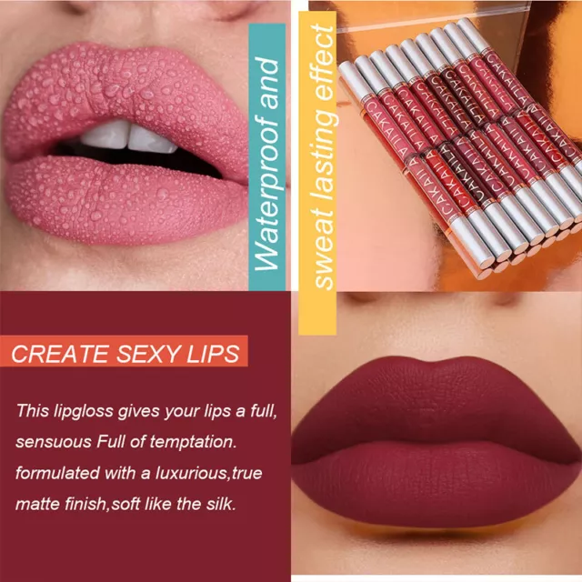 Liquid Labios Lápiz Labial Maquillaje Terciopelo Mate Brillo de Agua Duradero "