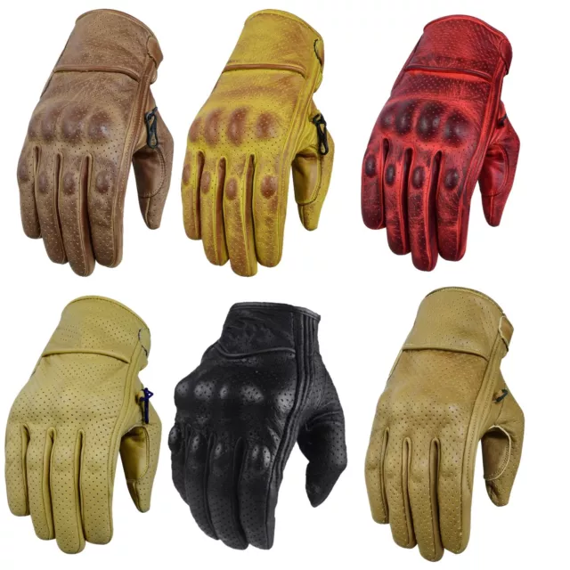 Leichte Kurze Leder Motorradhandschuhe Lederhandschuhe Biker Chopper Handschuhe