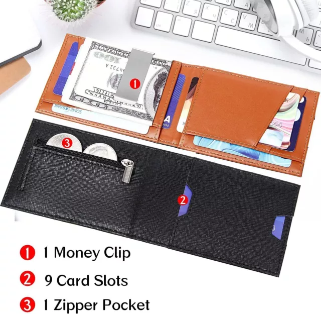 Slim Mens Wallet with Money Clip Leather RFID Blocking Bifold Credit Card Holder 11