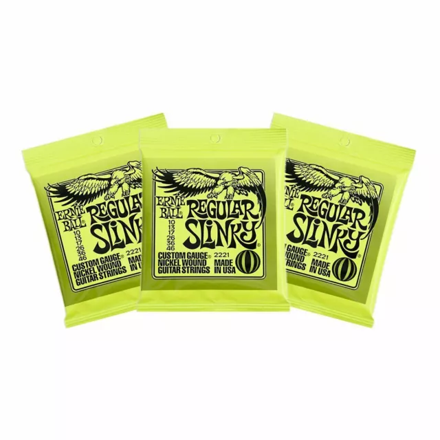 Ernie Ball Regular Slinky Nickel Wound Electric Guitar Strings 10-46 2221 3/Sets