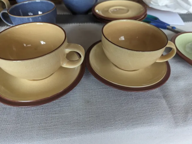 Great quality 2 X DENBY JUICE yellow Tea cups & saucers,have a few listed.