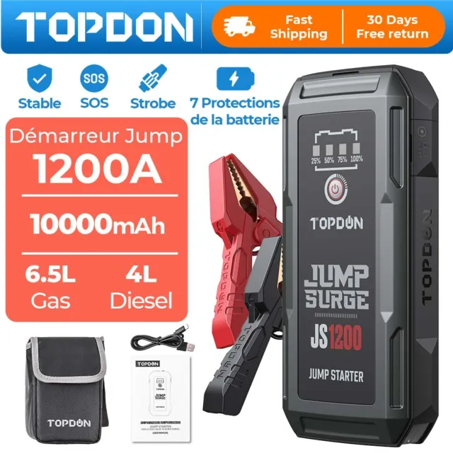 Booster Batterie, TOPDON JS1200 Demarreur de Batterie Voiture