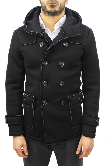 Cappotto Uomo Doppio Petto Invernale Elegante Made in Italy Montgomery Cappuccio