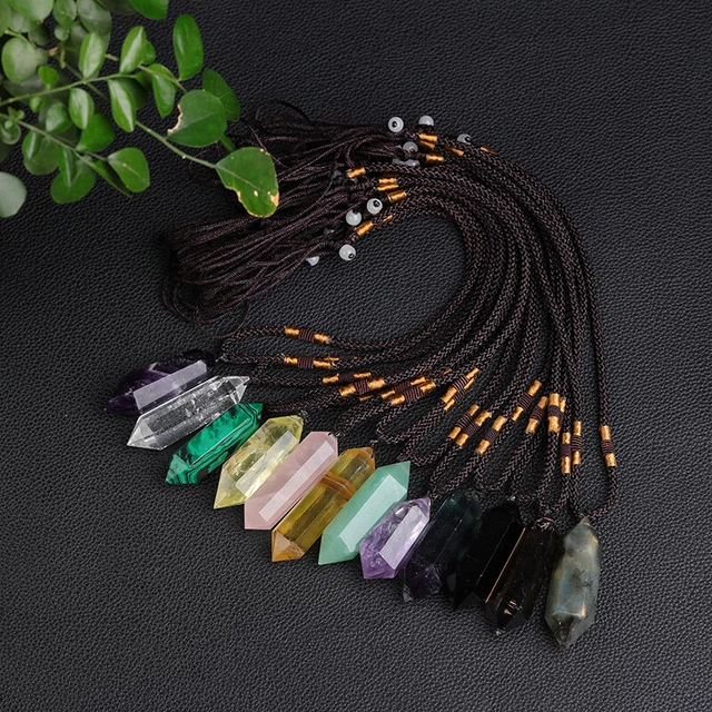 Natural Citrine Quartz Crystal Pendant Chakra Gemstone Necklace Healing Amethyst 2