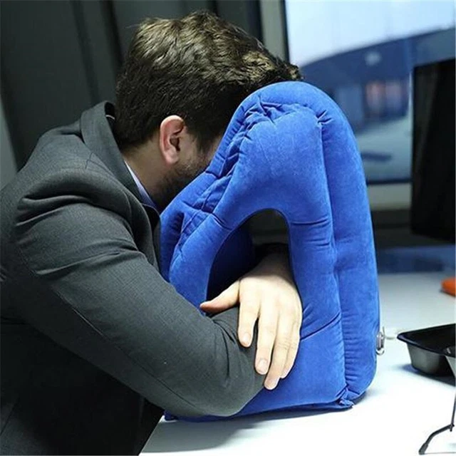 Pillow Inflatable Air Cushion Travel Rest Head Neck Airplane Chin Nap Office