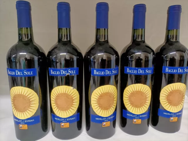 5 Bottiglie Merlot - Syrah Baglio del Sole Feudi del Pisciotto 2010 Vino Rosso