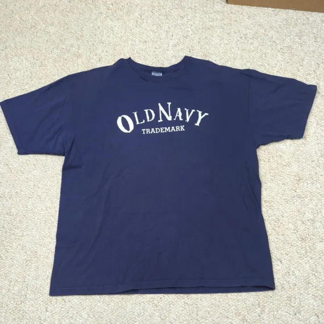 Vintage Old Navy T Shirt Mens XL Blue Spellout 90s Logo Made USA Grunge Thrashed