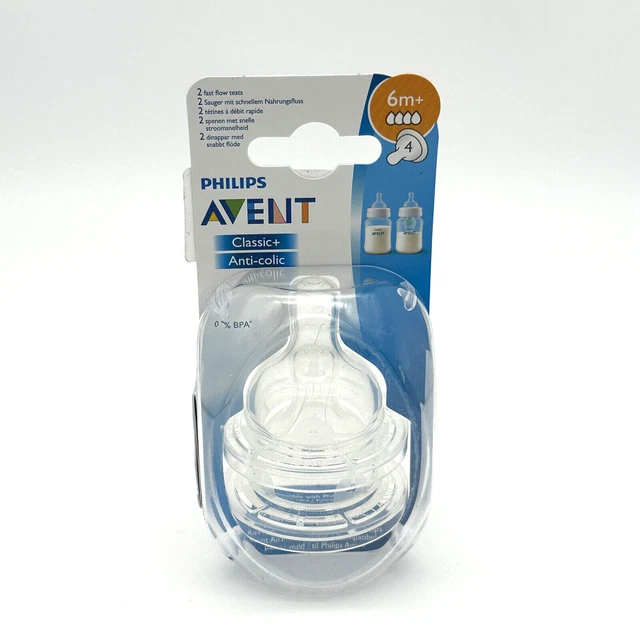 Philips Avent Classic+ Anti-Colic Sauger SCF634/27 schneller Nahrungsfluss 6m+