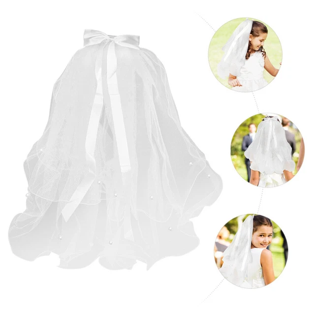 Velo Doppio Strato Bambini Perla Matrimonio Halloween Bambino