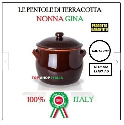 23 o 25 Pignata con Coperchio pentola da Fuoco in Terracotta cm 15 cm 15 Colì 