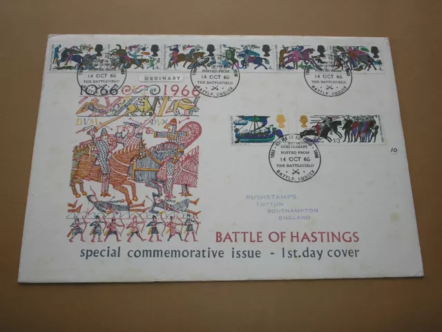 1966 GB BATTLE OF HASTINGS First Day Cover POSTED FROM THE BATTLEFIELD Cancels