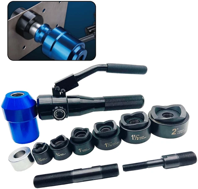 Hydraulic Knockout Hole Punch Driver Kit 1/2 to 2 Inch Electrical Conduit Hole C