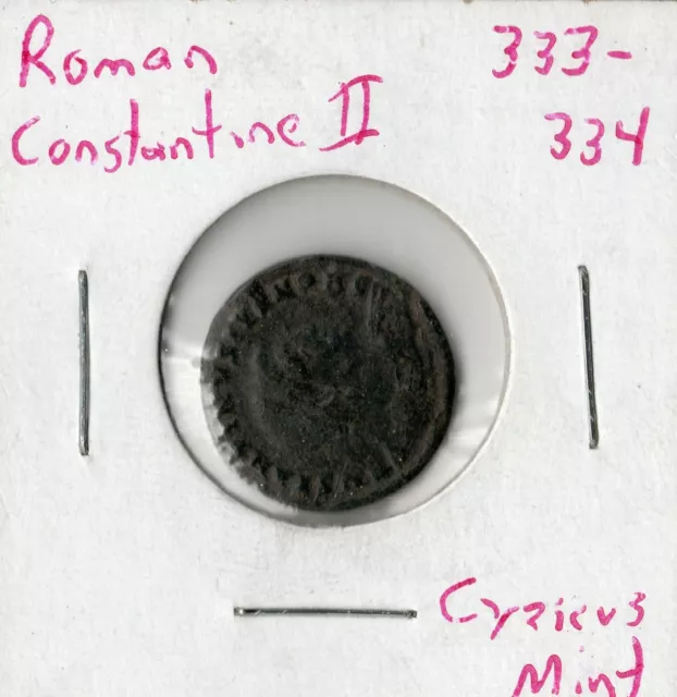 Coin Rome (Emperor Constantine II) Follis 333-334, Cyzicus Mint, details below