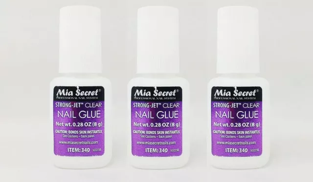 Mia Secret Strong Jet Clear Nail Glue w/ Calcium & Vitamin E 8g (340) x 3