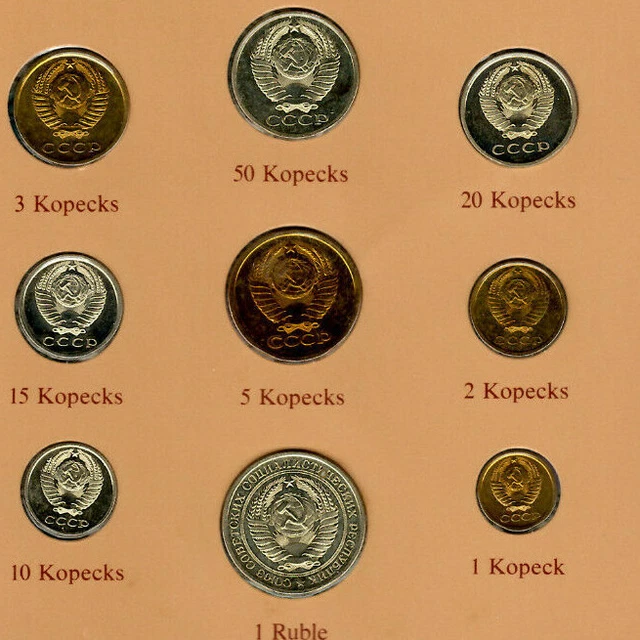 Coin Sets of All Nations USSR Russia 1976-1979 20,15,3,1 Kopeck 1976 UNC 3