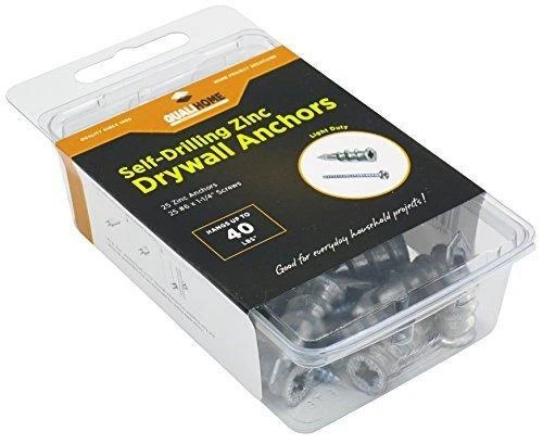 Small Mini #6 Zinc Self Drilling Drywall Anchors with Screws Kit