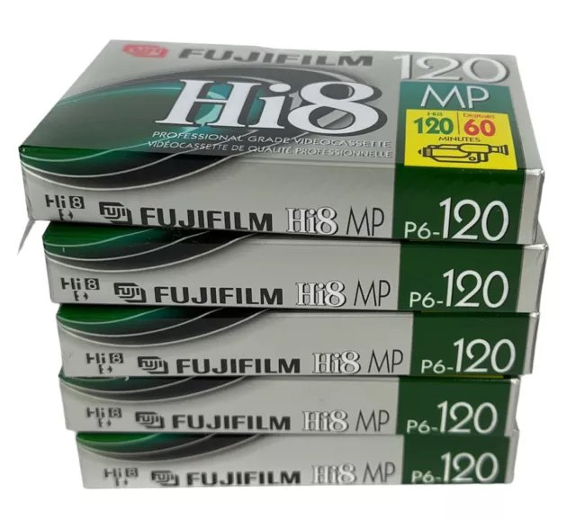 LOTE DE 5 Cintas de Video Videocámara Fujifilm Hi8 MP P6-120 8 MM NUEVA - ¡SELLADA!¡!