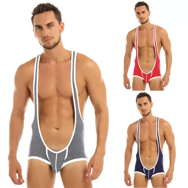 Herren Wrestling Hosenträger Singlet Mankini Unterwäsche Bodysuit Boxershorts