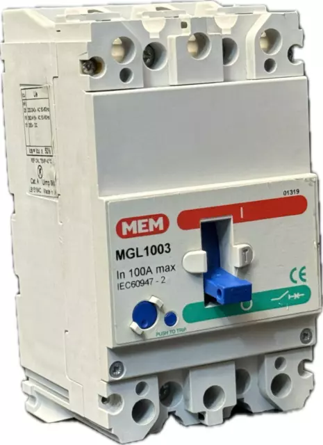 Mem MGL1003 100a 100 Amp Triple Pole MCCB 3P 16kA TLG1003 Memshield 2