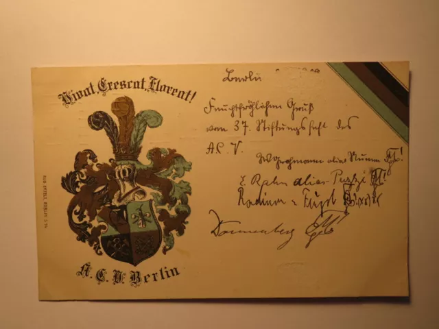Akademischer Chemiker Verein / ACV Berlin - Wappen - 1909 / Karte Studentika