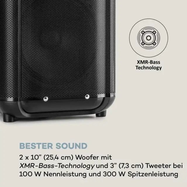 Mobile DJ PA Anlage Karaoke Lautsprecher Akku Box Mikrofon USB SD Bluetooth 300W 3