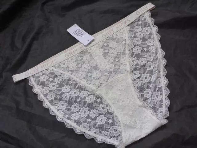 L, GILLY HICKS Lace Trim Ribbed String Cheeky panty, pale peach, NEW £6.00  - PicClick UK