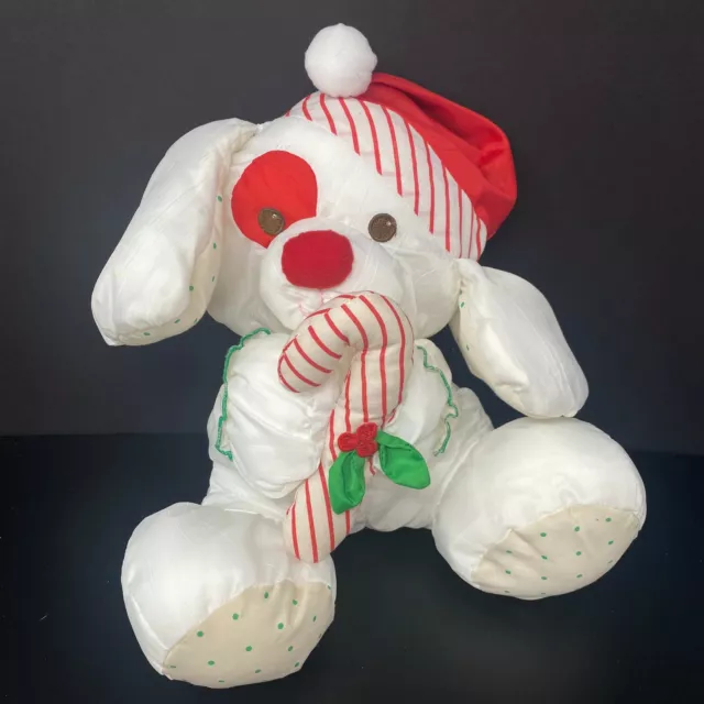 Fisher Price Santa Puppy Dog Plush Christmas Puffalump Candy Cane Nylon Stuffed