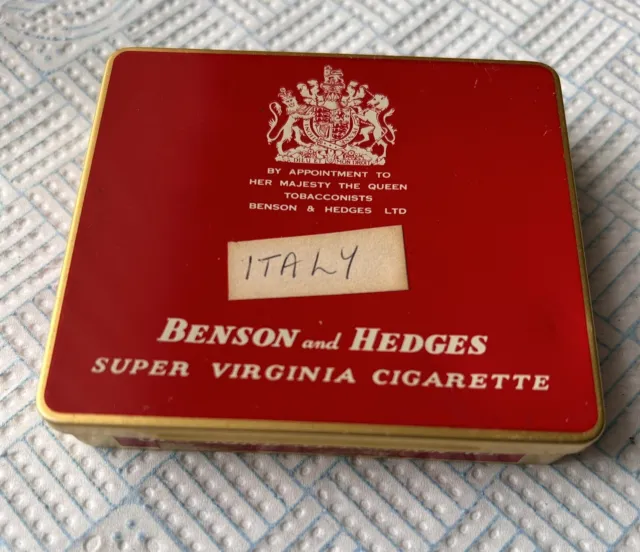 Retro Red Benson & Hedges Cigarette Empty Tin Super Virginia 1950s