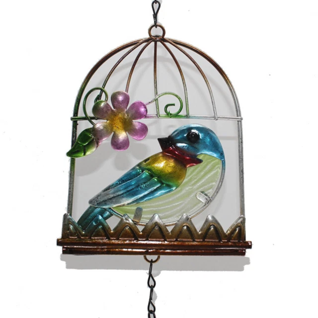 Bird Cage Ornament Wall Hanging Decoration Blue Decor Wind Chime 6
