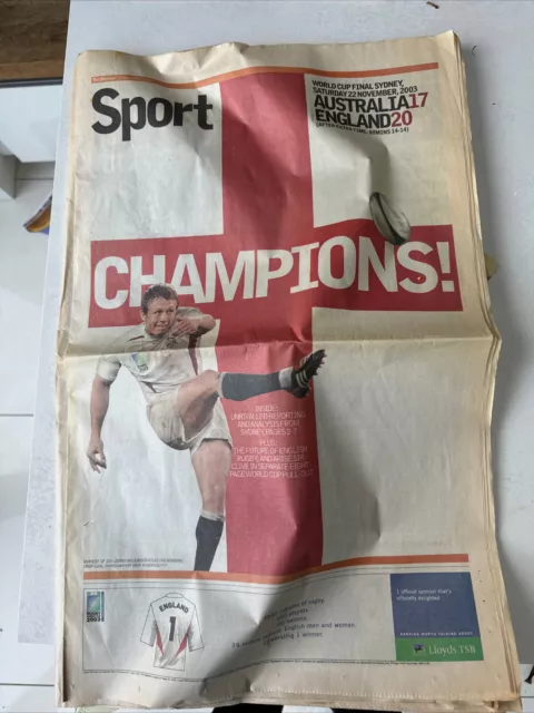 England Rugby World cup win 2003 newspaper bundle