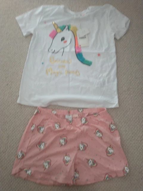 Zara Set Corto Pigiama Unicorno Rosa 13-14 anni Nuovo con etichette