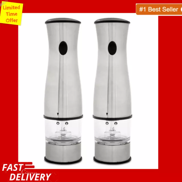 Ortega Kitchen Salt and Pepper Electric Grinder Set of 2 - Stainless Steel