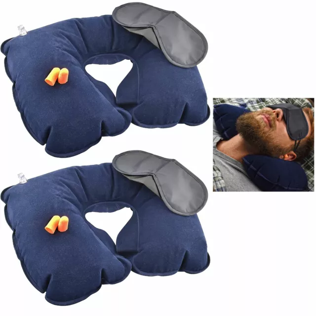 6 Pc Travel Pillow Neck Support Head Rest Eye Mask Ear Plug Car Plane Cushion