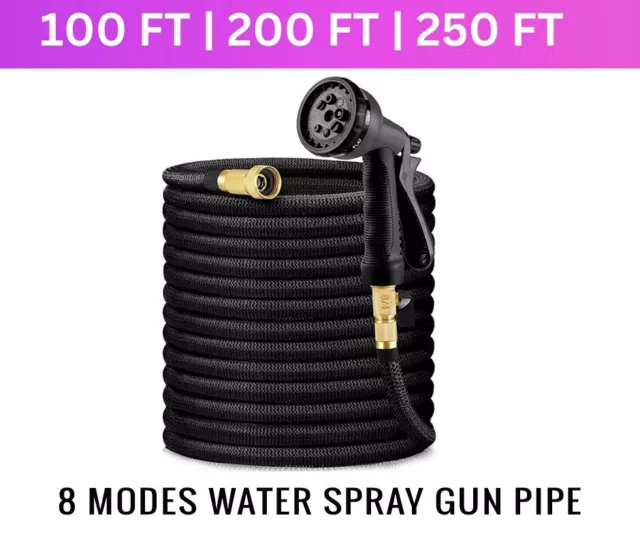 Expandable Garden Hose Pipe Anti Kink With 8 Function Water Spray Gun Magic Hose