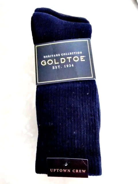 Gold Toe Men's Uptown Crew Socks (3 Pairs) Navy. Shoe size 6 - 12 1/2