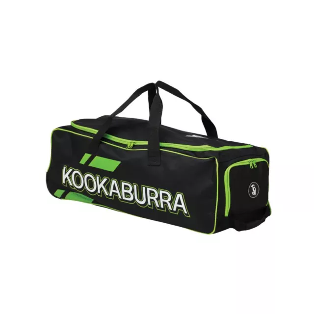 Kookaburra Pro 4.0 Cricket Bat/Gear Wheelie Travel Bag/Luggage Black/Lime