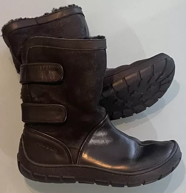 Pom D’api Girls Black Winter Leather Shearling Boots. EU 33, UK 1 Top Designer
