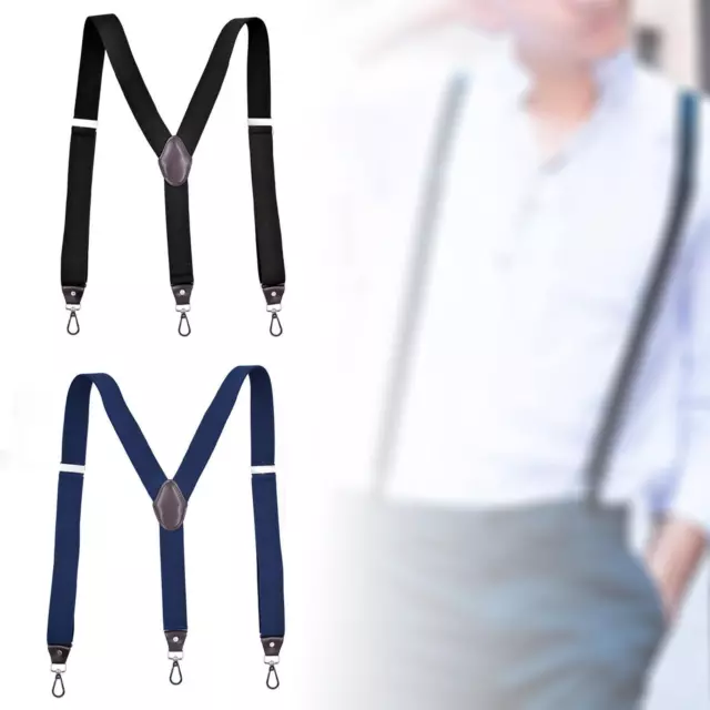 Fashion Men\'s Suspenders 3 Hooks Strap Heavy Duty Solid