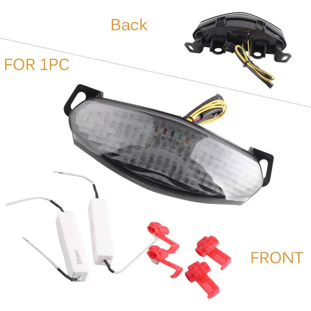 Motorcycle LED Brake Stop Rear Tail Light For Kawasaki NINJA 650R 2009-10 Clear