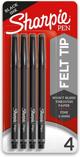 SHARPIE Felt Tip Pens, Fine Point (.4Mm), Black, 4 Count