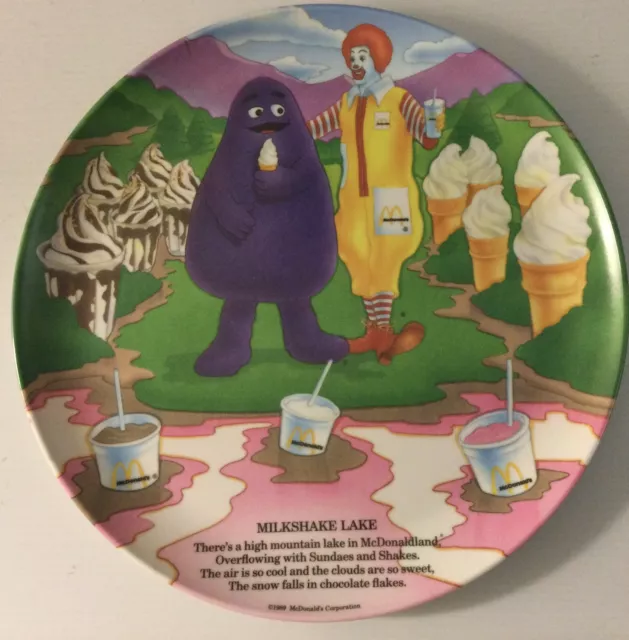 Vintage MILKSHAKE LAKE McDonalds Corp MELAMINE DINNER WARE Collector Plate 1989