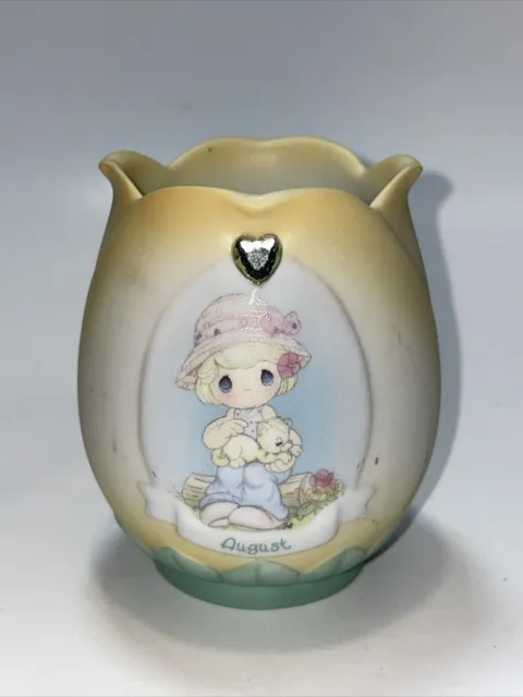 Precious Moments August Votive Birthday Gift Vase Ceramic Candle Holder Daisy