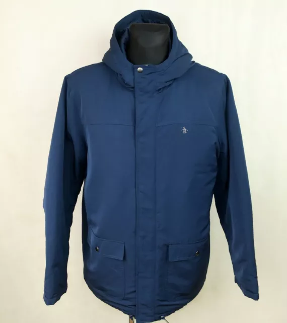 GIACCA PARKA IMBOTTITA DA UOMO BLU CON CAPPUCCIO PENGUIN taglia XL