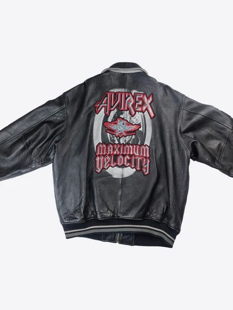 VINTAGE 90S RARE Avirex USA All American Icon Burgundy Leather ...