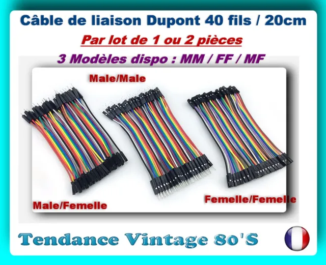 *** Cable De Liaison Dupont 40 Fils 20Cm -  Arduino / 3 Modeles Disponibles ***