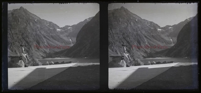 FRANCE Paysage Montagne c1940 Photo NEGATIVE Plaque Stereo Vintage V21T7n18