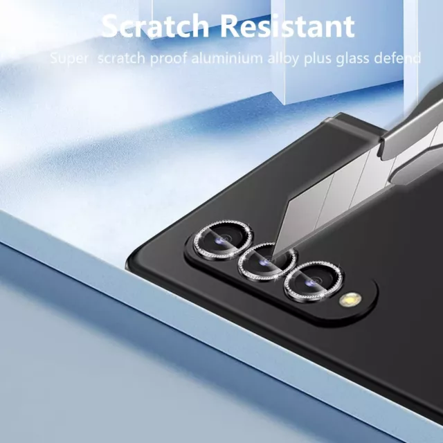 Bling Diamond Samsung Galaxy Z Fold4 Camera Lens Metal Ring Glass Protector Film 3