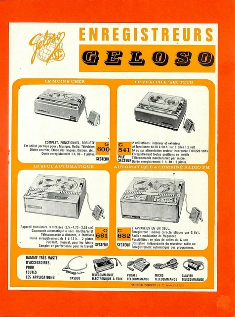 ENREGISTREUR MAGNETOPHONE PORTABLE Micro Geloso 540 Housse Cuir 153899744537