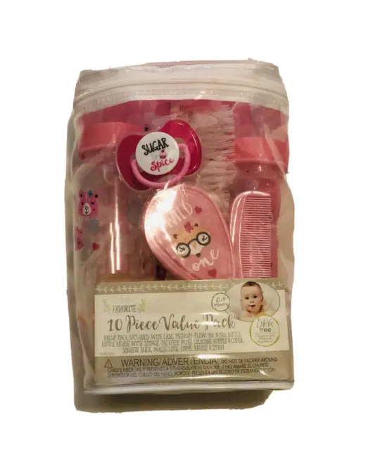 Le BeBe Favorite 10pc Value Pack 0 + Month's BPA Free PINK Girl's NEW*